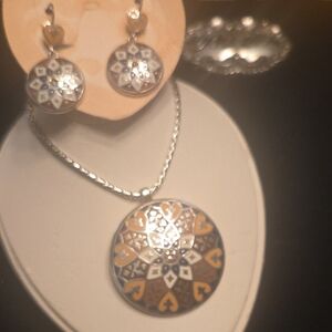 Brighton Silver And Cloisonne Necklace Set